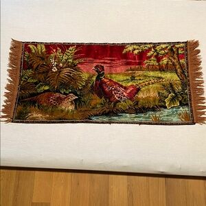 Vintage Pheasant Woodland Tapestry with Birds and Nature Scene